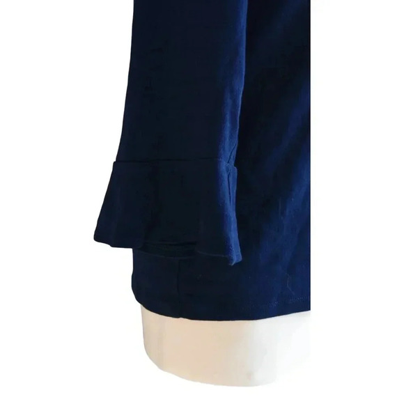 Ralph Lauren || Women's Jersey Knit Long Bell Sleeve Hem Staple Basic Navy Large - Picture 4 of 5